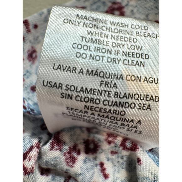 Lands' End sleep set maroon long sleeve top & floral pull on pants stretch Sz L - Picture 8 of 10